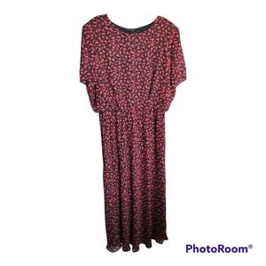 Positive Attitude Women's Black & Red Printed Maxi Dress Plus Size 20